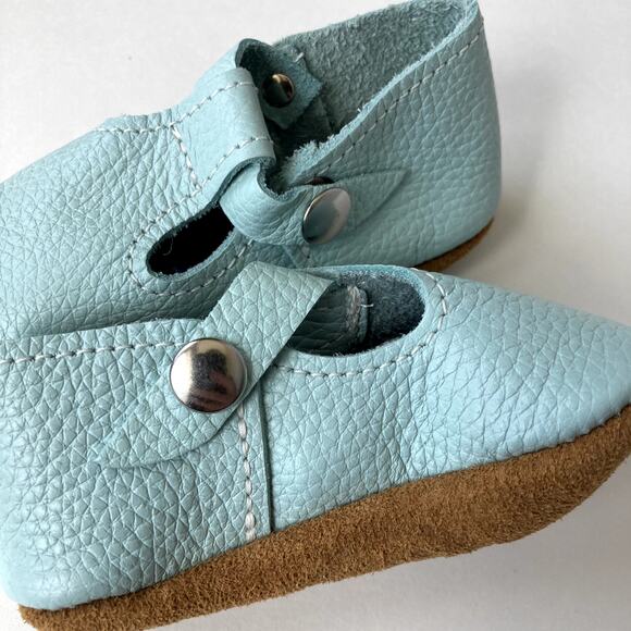 Mon Petit Original Soft Sole T-Strap - Pale Aqua or Robin's Egg - 4 - Picture 5 of 6